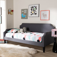 Baxton Studio Walden-Grey-Daybed Walden Modern and Contemporary Grey Fabric Upholstered Twin Size Sofa Daybed